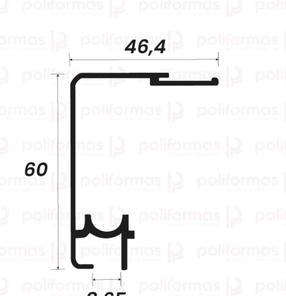 Trilho Superior (Cabeçote) 6 mts - Ferragens
